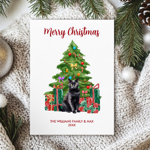 Cute Black Cat Christmas Card