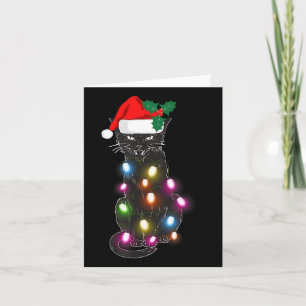 Cute Black Cat Christmas Light Fun Cat Lover Chris Card
