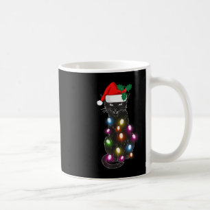 Cute Black Cat Christmas Light Fun Cat Lover Chris Coffee Mug