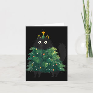Cute Black Cat Christmas Tree Funny Kitten Lover X Card