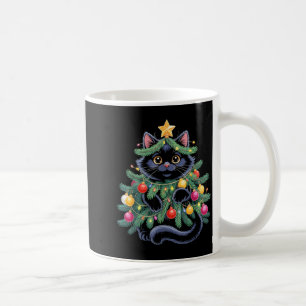 Cute Black Cat Christmas Tree Funny Kitten Lover X Coffee Mug