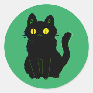 Cute Black Cat Classic Round Sticker