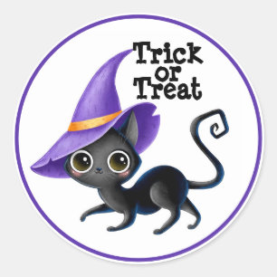 Cute Black Cat Classic Round Sticker