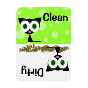 Cute Black Cat Clean / Dirty Dishwasher Magnet