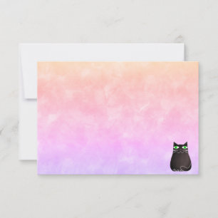 Cute Black Cat Colorful Watercolor Custom Blank Card
