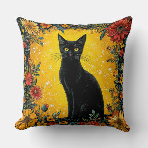 Cute black cat cushion