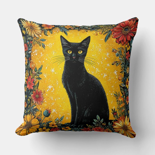Cute black cat cushion (Front)