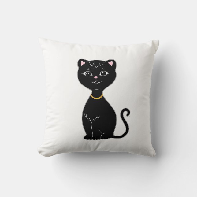 Cute Black Cat Cushion (Front)