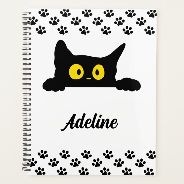 Cute black cat custom planner (Front)