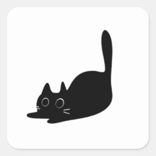 Cute Black Cat Custom Square Sticker