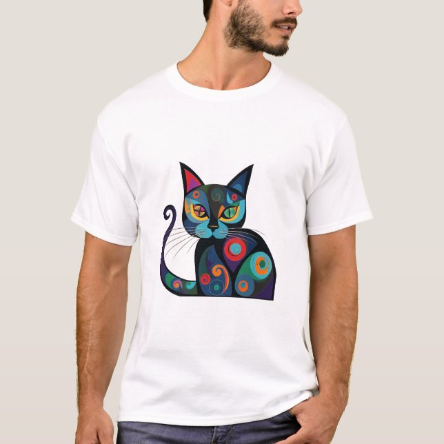 cute black cat design  T-Shirt (Front)