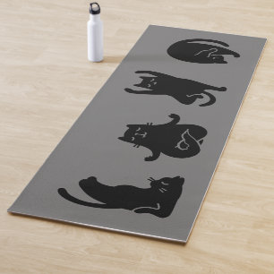 Cute black cat doing yoga design,  yoga mat