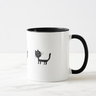 Cute black cat drawing mug