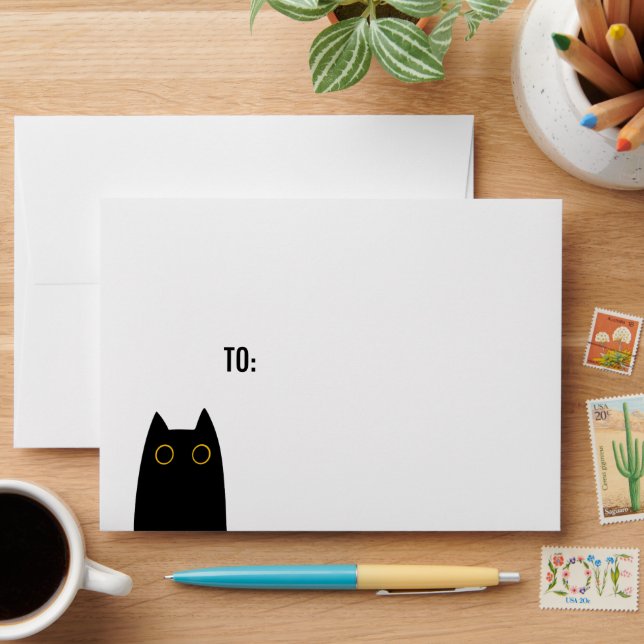 Cute black cat envelope (Desk)