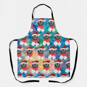 Cute Black Cat Funny Christmas Holidays Apron