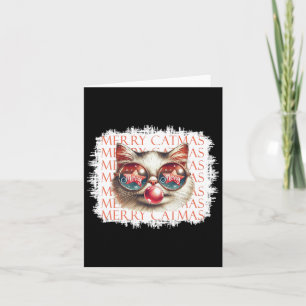 Cute Black Cat Funny Meowy Christmas Light Xmas Ho Card
