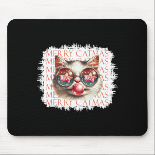 Cute Black Cat Funny Meowy Christmas Light Xmas Ho Mouse Pad