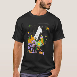 Cute Black Cat Ghost Funny Boo Halloween Cat Lover T-Shirt