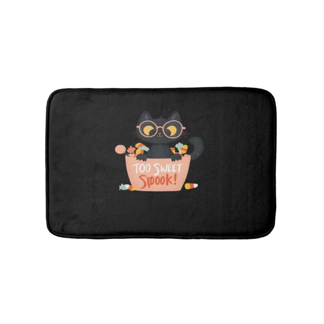 Cute Black Cat Halloween Candy Too Sweet Spook – P Bath Mat (Front)