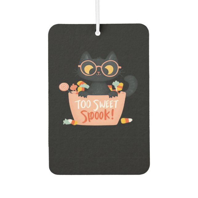 Cute Black Cat Halloween Candy Too Sweet Spook � P Car Air Freshener (Front)