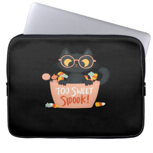 Cute Black Cat Halloween Candy Too Sweet Spook – P Laptop Sleeve