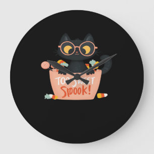 Cute Black Cat Halloween Candy Too Sweet Spook – P Large Clock