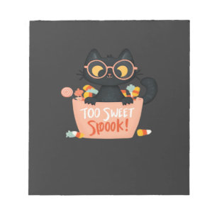 Cute Black Cat Halloween Candy Too Sweet Spook � P Notepad