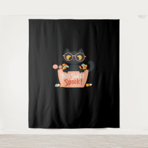 Cute Black Cat Halloween Candy Too Sweet Spook – P Tapestry
