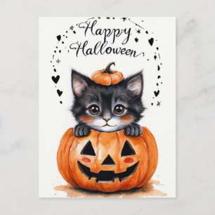 Cute Black Cat Halloween Card Happy Halloween Pu