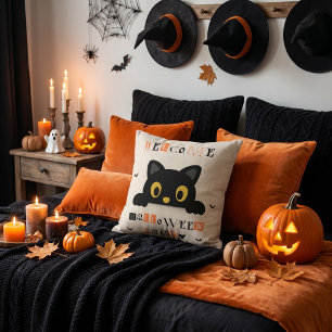 Cute Black Cat Halloween Cushion