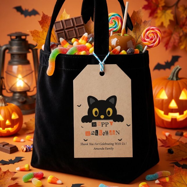 Cute Black Cat Halloween Gift Tags (Creator Uploaded)