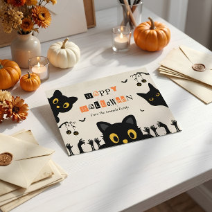 Cute Black Cat Halloween Holiday Postcard