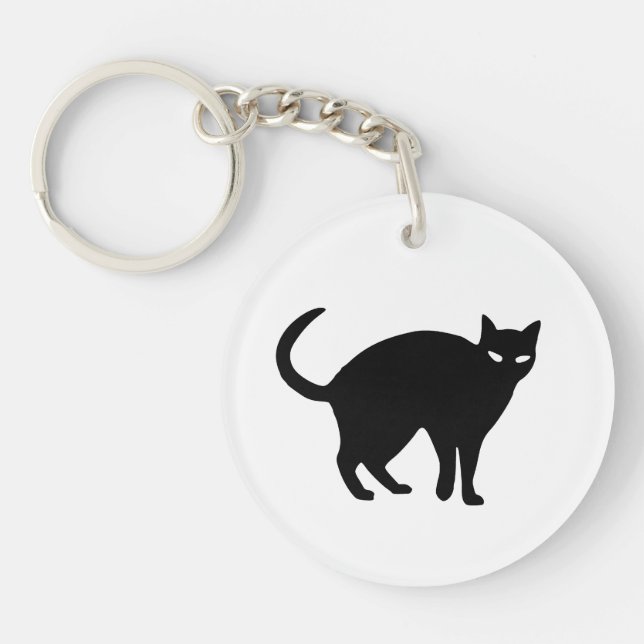 Cute Black Cat Halloween Keychain (Front)