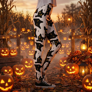 Cute Black Cat Halloween Leggings