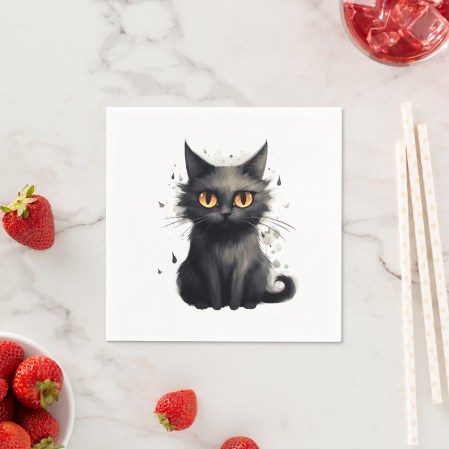 Cute Black Cat Halloween  Napkin (Insitu)
