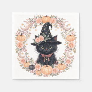 Cute Black Cat Halloween Paper Napkin