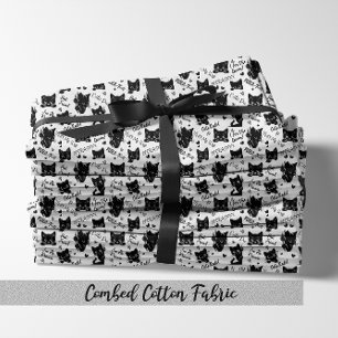 Cute Black Cat Halloween Pattern for Cat Lovers Fabric