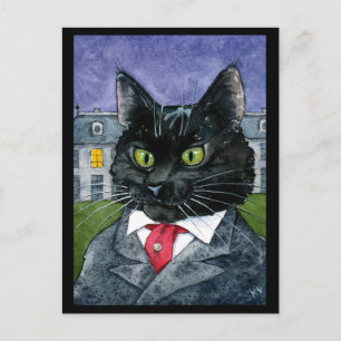 Cute Black Cat Halloween postcard