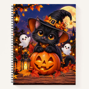 Cute Black Cat Halloween Pumpkin – Spooky K Notebook