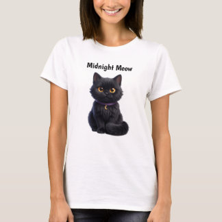 Cute Black Cat Halloween Spooky Design T-Shirt