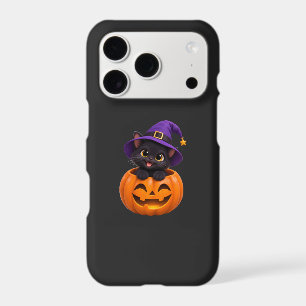 Cute Black Cat Halloween Witch Pumpkin Sticker She