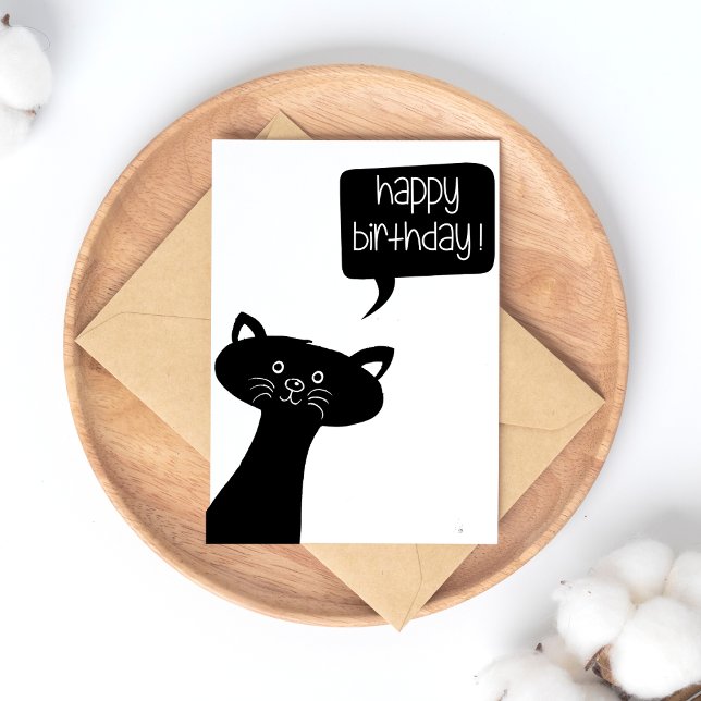 Cute Black Cat - Happy Birthday Postcard (Creator Uploaded)