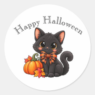Cute Black Cat Happy Halloween Sticker