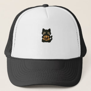 Cute Black Cat Holding Jack O Lantern Pumpkin � Ka Trucker Hat
