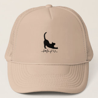 Cute Black Cat Illustration Trucker Hat