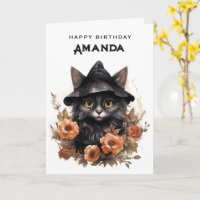 Cute Black Cat in a Witch's Hat Birthday