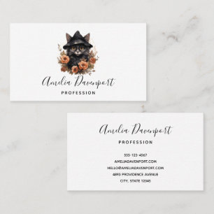 Cute Black Cat in a Witch's Hat Business Card