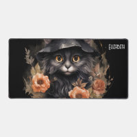 Cute Black Cat in a Witch's Hat