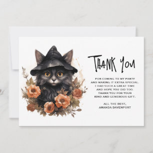 Cute Black Cat in a Witch's Hat Thank You Card