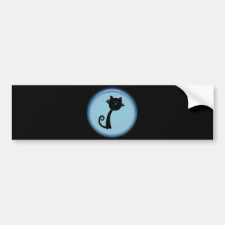 Cute Black cat in Blue 3D design Bumper Sticker